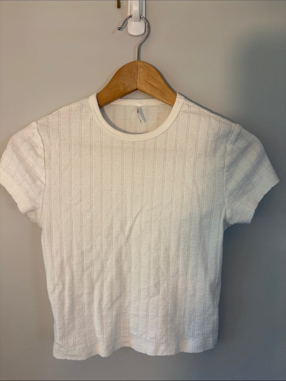 SET Active White Ribbed Short Sleeve Tee